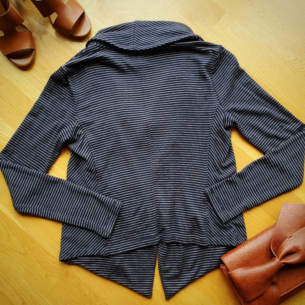 Lou&Grey Sz XS Navy & White Striped Open Jacket - Picture 3 of 6